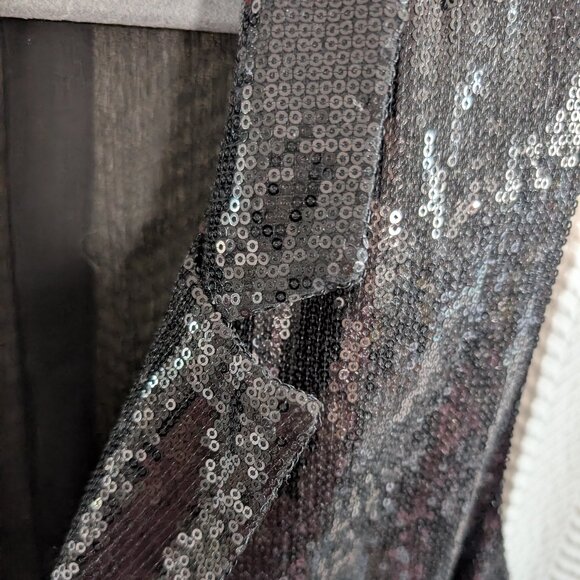 MXM Black Sequin Sheer Waterfall Vest Glam Layering Piece Size 2X Plus Size - Picture 8 of 15